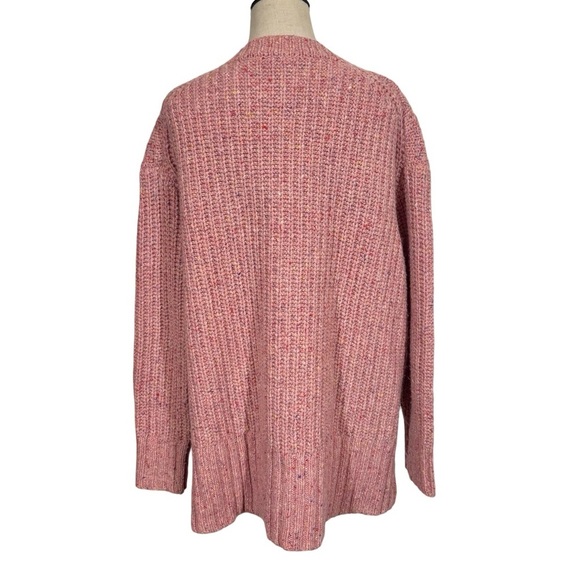 Alex Mill Button Side Aran Cable Knit Merino Wool Sweater in Dried Rose - Picture 11 of 14